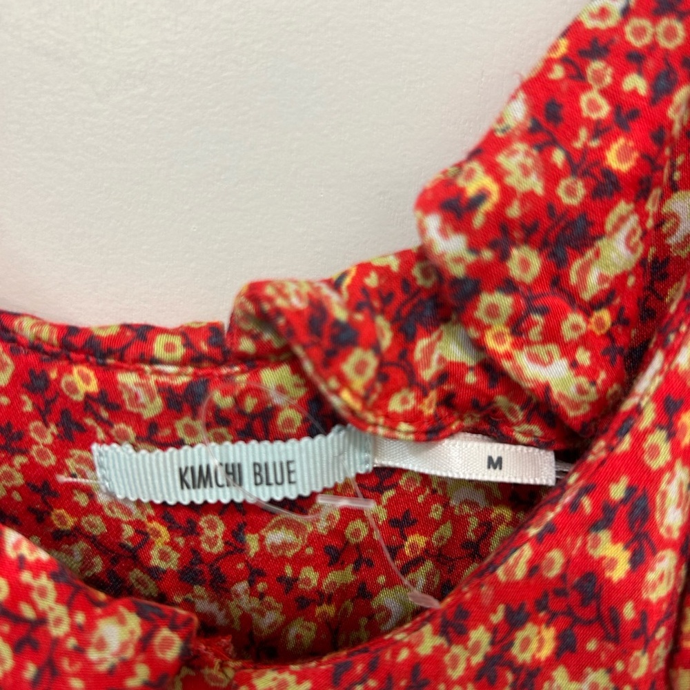 Kimchi Blue Red Floral Ruffle Mini Dress | Size M - Picture 2 of 4